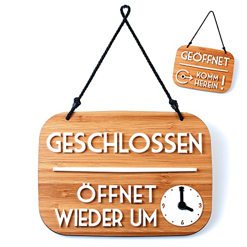 Geöffnet Geschlossen schild Bin gleich zurück mit Saugnapf, vintage Retro - Öffnungszeiten änderbar, mit Zeitanzeige und beweglichen Zeigern von 3DP