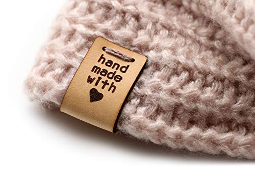 Handgefertigte Lederetiketten HMI "hand made with love" - Exklusive gravierte echte italienische Leder-Tags - Handmade leather labels tags (15 Stück - Angepasster Text) von 3DP