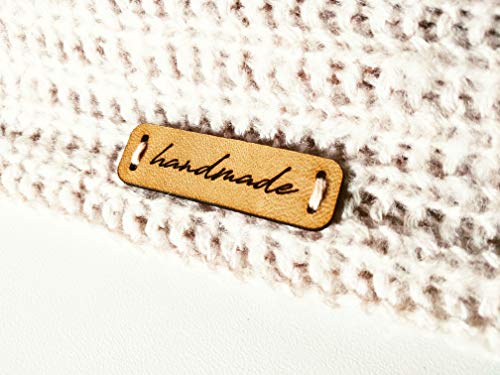 Lederetiketten"handmade" MOD. C2 - Exklusive gravierte echte italienische Leder-Tags - Handmade Leather Labels Tags (15 Stück - Prime Standard Text) von 3DP