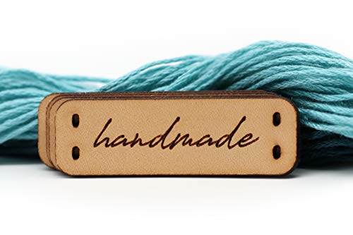 Lederetiketten "handmade" MOD. C2 - Exklusive gravierte echte italienische Leder-Tags - Handmade Leather Labels Tags (30 Stück - Angepasster Text) von 3DP