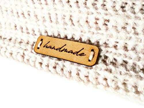 Lederetiketten "handmade" MOD. C2 - Exklusive gravierte echte italienische Leder-Tags - Handmade Leather Labels Tags (30 Stück - Standard Text) von 3DP