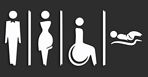 SIGNS - 15 cm Geprägt Baby Wickelraum Aufkleber Toilette türschild, Damen Herren wc schild Rollstuhlfahrer Behindert (4 Symbole Ihrer Wahl, Weiß) von 3DP