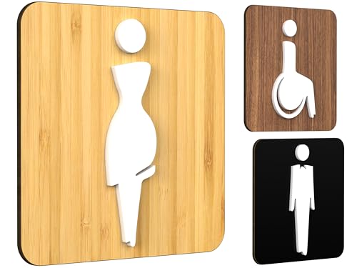 SIGNS - Elegant, Set 3x - Geprägte Toiletten Schild Türen CA106- Türschild WC Damen Herren Behinderten - Toilettenschild Wc Tuerschilder - WC behinderten schild (Quadratisch) von 3DP