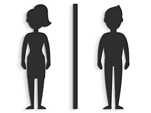 SIGNS - Geprägt Toilette Design türschild SA103 wc schilder selbstklebend - Moderne damen wc aufkleber bad schild für türen - Mann und Frau Toilettenschild, für Restroom und Badezimmer. (Schwarz) von 3DP