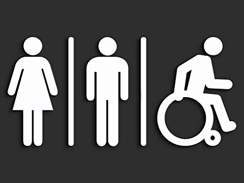 SIGNS - Geprägt Toilette Design türschild WCH wc schilder selbstklebend - Moderne damen wc aufkleber bad schild für türen - Mann Frau und Rollstuhlfahrer Behindert Toilettenschild, für Restroom (Weiß) von 3DP