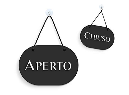 SIGNS | Stilvolles Oval - Aperto/Chiuso Türschild [OC37] - Doppelseitig hängende Türplatte - Reversible Open Closed Business Shop Window Sign for Bar, Pubs, Restaurants and Shops von 3DP