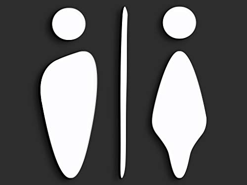 Signs - Als Relief Symbole für Badezimmer 15 cm - Toiletten-Set WCE Fluid - Männer Frauen WC-Sticker (2 Symbole Ihrer Wahl, Weiß) von 3DP