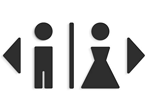 Signs - Klebe WC-Symbole (15cm) - Toiletten Set Polygon SA101 - WC Zeichen Mann Frau Pfeile (1 Mann + 1 Frau, Schwarz) von 3DP
