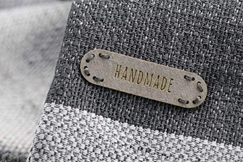 Veganes Leder | Handmade Labels HMY01 "Handmade" | 15 stück | Exklusive gravierte vegane Lederetiketten Vegan Leather (Grau) von 3DP