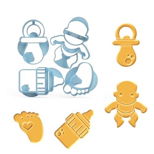 3DREAMS 4er Keksausstecher Set Baby Ausstecher zur Geburt als Geschenk zu Babyparty von 3DREAMS