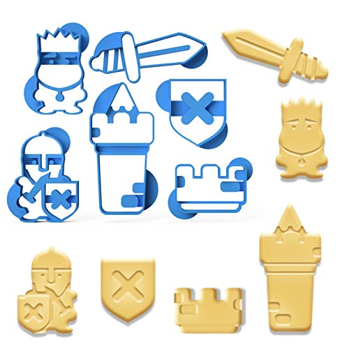 6er SET Keksausstecher Ritter Ausstecher Burg Schwert Ausstechform Mittelalter Schild inkl. 2 Rezepten und Anleitung aus Bio Kunststoff Made in Germany von 3DREAMS