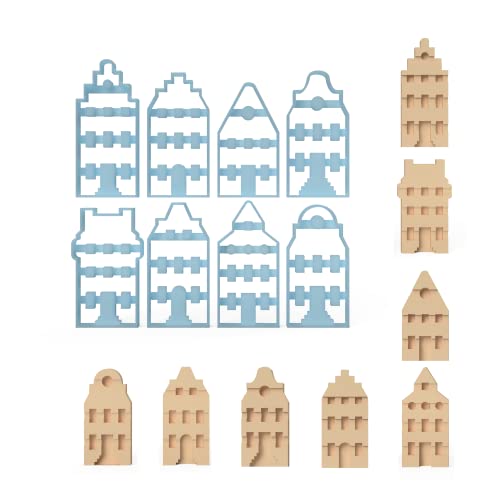 8er Keksausstecher Set Haus Grachten Häuser Ausstecher Haus Architektur Houses Architecture Cookie Cutter Ausstechformen Ausstecher aus Bio-Kunsststoff Made in Germany inkl. Rezept von 3DREAMS