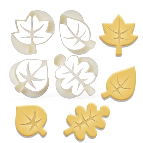 4er Set Keksausstecher Baum Blätter - Herbst Ausstecher - Ahorn Ulme Eiche Linde Buche inkl 2 Rezepte aus Bio Kunststoff made in Germany ideal als Geschenk von 3DREAMS