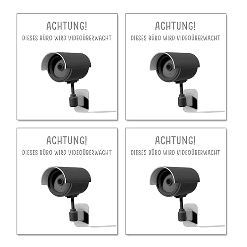 4x Aufkleber Videoüberwachung Büro (8cm x 8cm) Sicherheits Sticker Dieses Büro wird Videoüberwacht - Selbstklebend - Made in Germany - Achtung Videoüberwachung - Warnhinweis von 3DREAMS