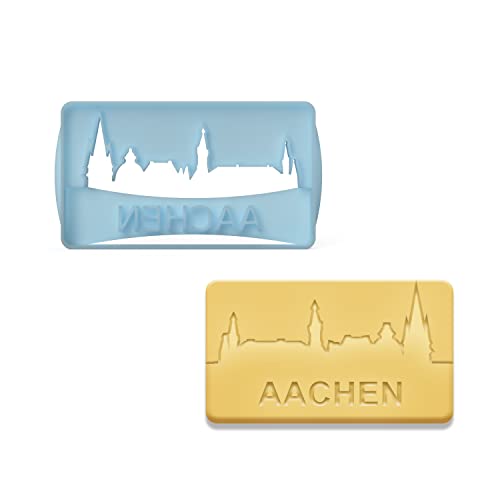 Keksausstecher Aachen Skyline │ tolles Geschenk oder Souvenir │ Made in Aachen│ für Oche Fans │ Dom und Rathaus │ aus Bio Kunststoff │ inkl. 2 Rezepten von 3DREAMS