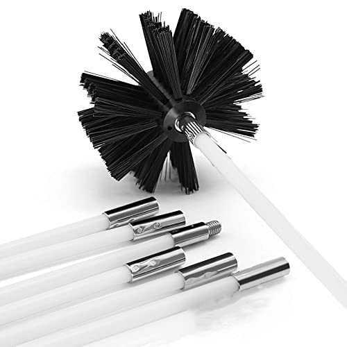 Schornsteinreinigungsbürste, Rohrreinigungswerkzeug-Set mit 6 flexiblen Nylonstangen, 1 Rauchreinigungsbürste für Schornsteinkanalentlüftung Reinigung Kaminabzug (schwarz) von 3DTengkit