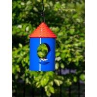 Rundes Schindeldach-Vogelfutterhaus | Team Farben Vogel Außenbereich Vogelfutter Konisch Schindeldach Kreisrundes Futterhäuschen von 3DTreasuresStore