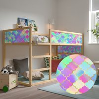 Aufkleber Für Kura Bett, Ikea, Helles Glänzendes Quatrefoil-Muster/Möbelaufkleber Ikea Style Bett Vinylaufkleber Kinderbettpaneelen/Peel & Stick von 3DWallBoutique