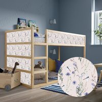 Aufkleber Für Kura Bett, Ikea, Wiesenblumen Mit Libellen/Möbel Vinyl Kinderbetten Schälen Und Aufkleben von 3DWallBoutique