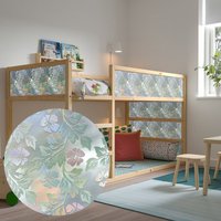 Möbel Aufkleber Für Bett Kura, Ikea, Blumenmuster Auf Perlmutt Hintergrund/Aufkleber/ Ikea Style /Vinyl Kinderbett von 3DWallBoutique