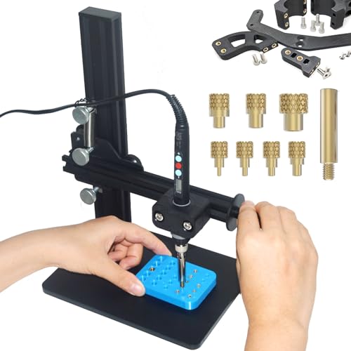 3DZWMAN Vertikale Hitze-Pressmaschine,Heat Set Insert Tool,Messing Einsätze 3D Drucken,Heat Set Insert Spitze für Gewinde Rändelmutter M2/M3/M4/M5/M6 (1/4)/M8 von 3DZWMAN