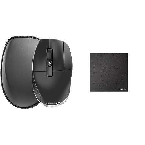 3Dconnexion CadMouse Pro Wireless (Ergonomische Maus, optisch, kabellos, USB-C, Rechtshänder), Matte Black & CadMouse Pad Compact (Mauspad, schwarz) von 3Dconnexion