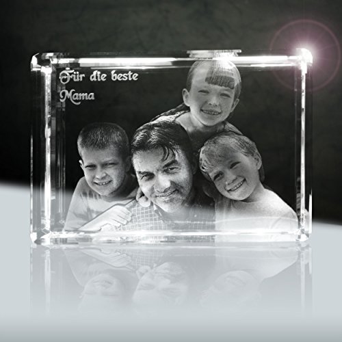 3D Glasportrait | XL Quader 110mm | 1 bis 5 Personen oder Tiere zB als Geschenk für die Familie von 3Dglas