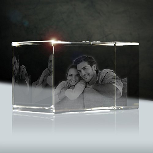 3Dglas Glas Portrait von deiner Vorlage (2D)| Größe: 90x60x60mm (medium) | Form: Quader von 3Dglas