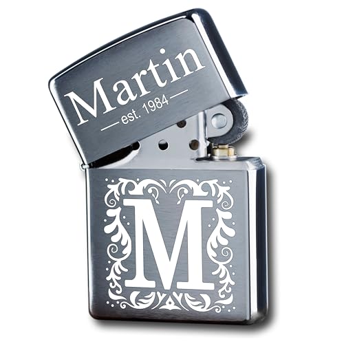 Feuerzeug mit Gravur als Geschenk für Männer personalisiert ist das Zippo mit Gravur Männer echte Gentleman und Herren Werden es lieben - Motiv: Monogramm von 3Dglas