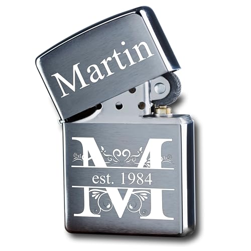 Feuerzeug mit Gravur als Geschenk für Männer personalisiert ist das Zippo mit Gravur Männer echte Gentleman und Herren Werden es lieben - Motiv: Monogramm von 3Dglas