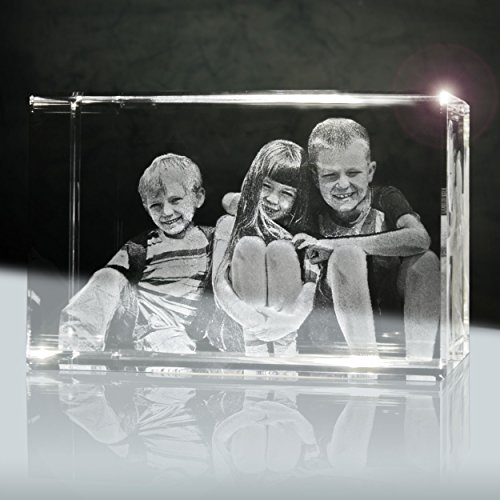 Foto im Glas innen (3D) | Quader 90mm | 1 bis 3 Personen oder Tiere zB als Geschenk für Oma und Opa von 3Dglas