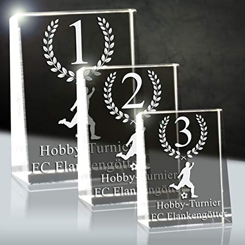 Glaspokal 3er Set | Glas Trophäe | Text, Symbole oder Fotos graviert nach deinem Wunsch Glaspokal 3er Set | Glas Trophäe | Text, Symbole oder Fotos graviert nach deinem Wunsch von 3Dglas