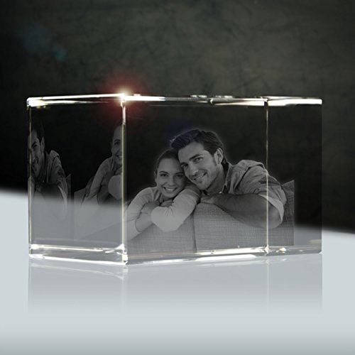 Kristallportait (3D) | Quader 80mm | 1 bis 2 Personen oder Tiere zB als Geschenk zum Jahrestag von 3Dglas