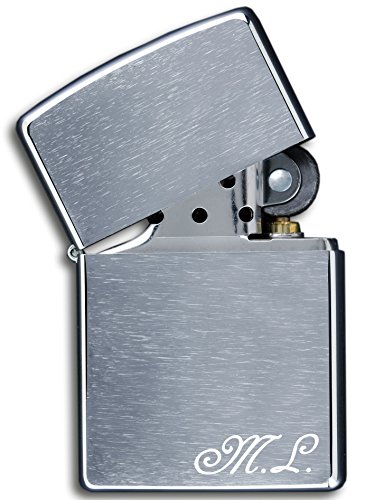 3Dglas Original Zippo mit Initialen Gravur | Chrom gebürstet, Modern, Silber von 3Dglas