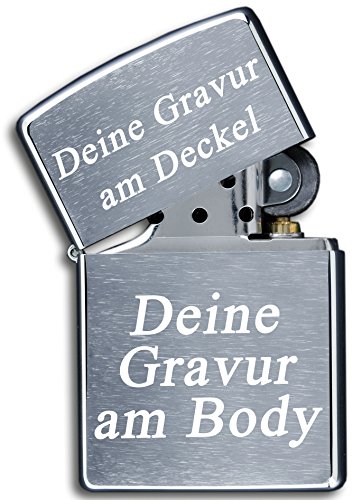 Original Zippo mit Text Gravur | Chrom gebürstet von 3Dglas