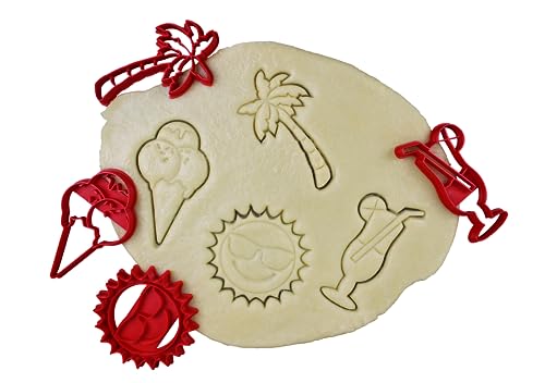 3DKOUPE - Ausstechformen Strand - 4er Set - Sonne, Cocktail, Palme, Eiswaffel - Farbe wählbar - Designed & Made in Europe von 3Dkoupe