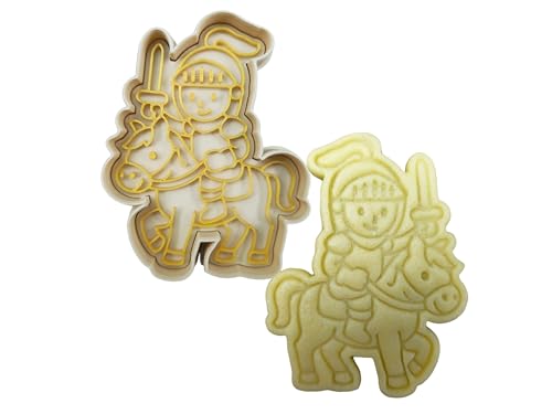 3DKOUPE - Ausstechformen mit Schieber - Mittelalteruniversum - 9 Designs: Schloss, Ritter, Drache, Schwert, Schatz, Prinzessin, Schild, Zauberer, Fass - Made in France (Ritter) von 3Dkoupe