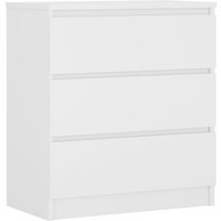 3e 3xe Living.com - Kommode mit 3 Schubladen, Farbe: Weiss Matt, h: 79 cm, b: 70 cm, t: 39 cm. Schrank für Wohnzimmer, Büro, Schlafzimmer - Weiss Matt von 3E 3XE LIVING.COM