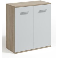 Komodenschrank, Farbe: Sonoma Eiche / Weiß, a: 75 x 85 x 33 cm, Schubladenkommode, Kommode mit Schubladen, Schlafzimmer Kommode, Kommode Flur, von 3E 3XE LIVING.COM