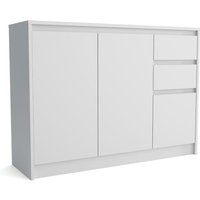 Komodenschrank mit 2 Schubladen, Farbe: Weiß, a: 113 x 82 x 35 cm, Schubladenkommode, Kommode mit Schubladen, Schlafzimmer Kommode, Kommode Flur, von 3E 3XE LIVING.COM