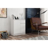 Komodenschrank mit Schublade und 2 Türen, Farbe: Weiß, a: 75 x 82 x 35 cm, Schubladenkommode, Kommode mit Schubladen, Schlafzimmer Kommode, Kommode von 3E 3XE LIVING.COM