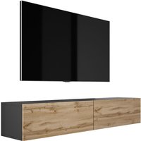 Hängendes TV-Schrank - Modernes Design mit Push-to-Open-Funktion. A: B: 170 cm, H: 34 cm, T: 32 cm. TV Lowboard, TV Board, TV Sideboard Hängend, von 3E 3XE LIVING.COM