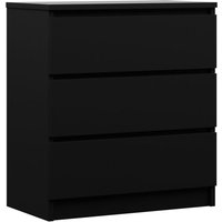 Kommode mit 3 Schubladen, Farbe: Schwarz Matt, H: 79 cm, B: 70 cm, T: 39 cm. Schubladenkommode, Kommode mit Schubladen, Sideboard Wohnzimmer von 3E 3XE LIVING.COM