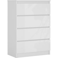 Kommode mit 4 Schubladen, Farbe: Weiss Matt/Weiss Glanz, h: 102 cm, b: 70 cm, t: 39 cm. Schubladenkommode, Kommode mit Schubladen, Sideboard von 3E 3XE LIVING.COM