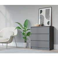 Komodenschrank mit 3 Schubladen, Farbe: anthrazit, a: 70 x 78 x 39 cm , Schubladenkommode, Kommode mit Schubladen, Sideboard Wohnzimmer, Schlafzimmer von 3E 3XE LIVING.COM