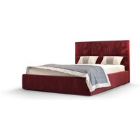 Polsterbett Frigole, A: 90 cm x 200 cm, Farbe: Monolith59 (Rot), Bett mit Stauraum, Doppelbett, Bett 90x200cm, Bett mit Matratze - ROTWEIN von 3E 3XE LIVING.COM