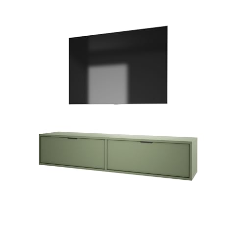 3E 3xE living.com Aura Sage TV-Ständer 140 cm hängend – Zartes Grün in stilvoller Form von 3E 3xE living.com