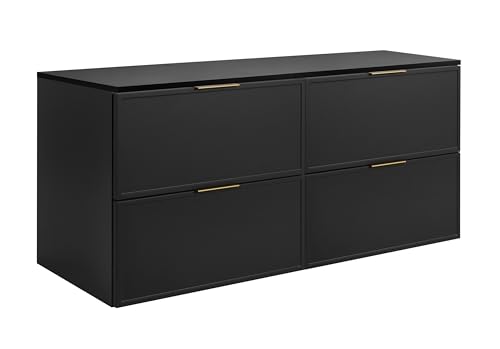 3E 3xE living.com Badezimmerschrank, Dunkelgrau, Goldene Griffe, 120 (2 x 60) x 46 x 57 cm von 3E 3xE living.com