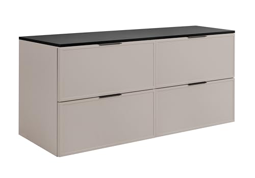 3E 3xE living.com Badezimmerschrank, Kaschmir/Dunkelgrau, Schwarze Griffe, 160 (2 x 80) x 46 x 57 cm von 3E 3xE living.com