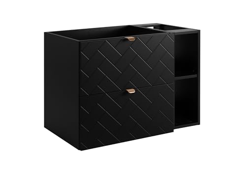 3E 3xE living.com Badezimmerschrank, Schwarz mit Goldener Griff, 80 x 57 x 46 cm 3E 3xE living.com Badezimmerschrank, Schwarz mit Goldener Griff, 80 x 57 x 46 cm von 3E 3xE living.com